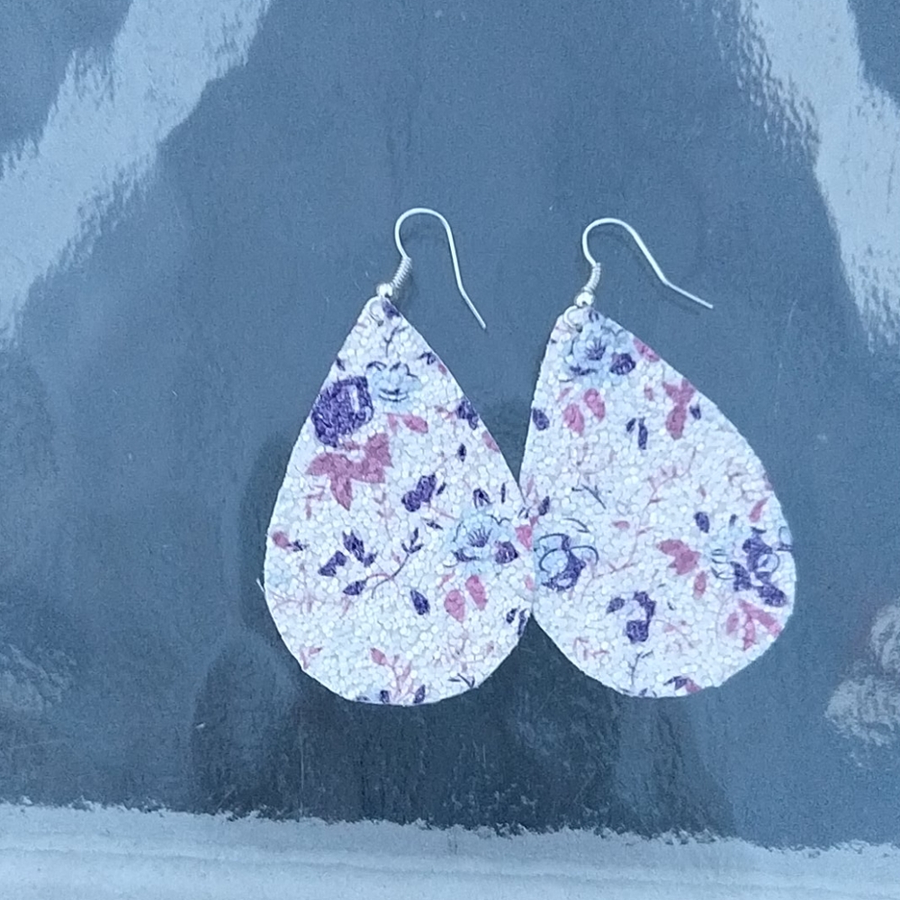 Handmade Floral Glitter Earrings!
